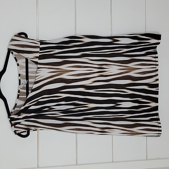 WORTHINGTON Woman 1X brown & white animal print stretchy camisole shell - Picture 1 of 4